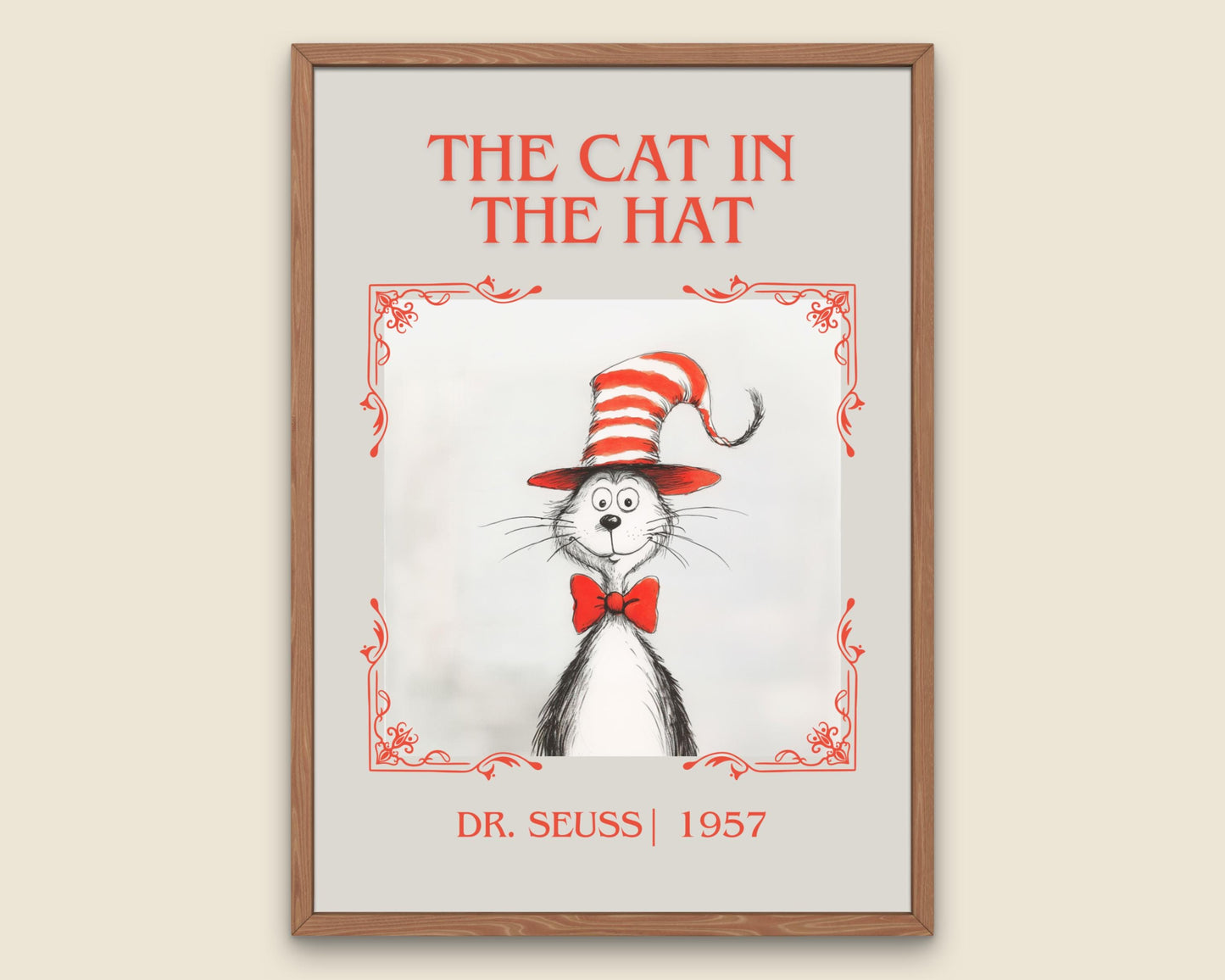 The Cat In The Hat by Dr. Seuss High Quality Poster Print. Free Delivery Wall Art. Author & Blurb Book/Novel Minimalist Art.