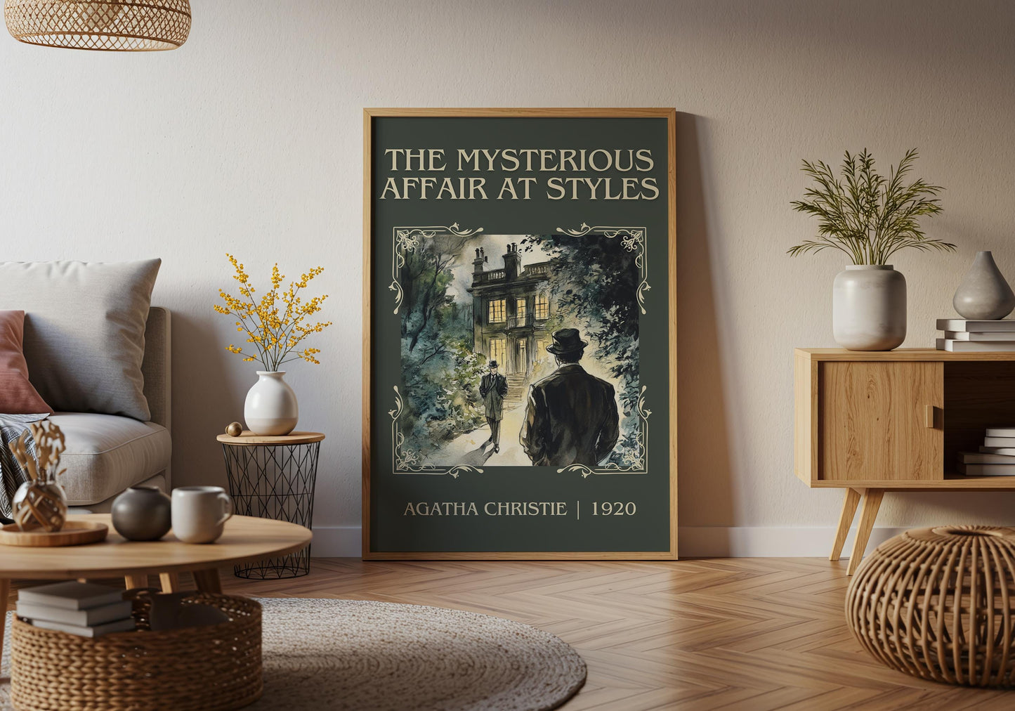 The Mysterious Affair At Styles by Agatha Christie High Quality Poster Print. Free Delivery Wall Art. Author&Blurb Book/Novel Minimalist Art