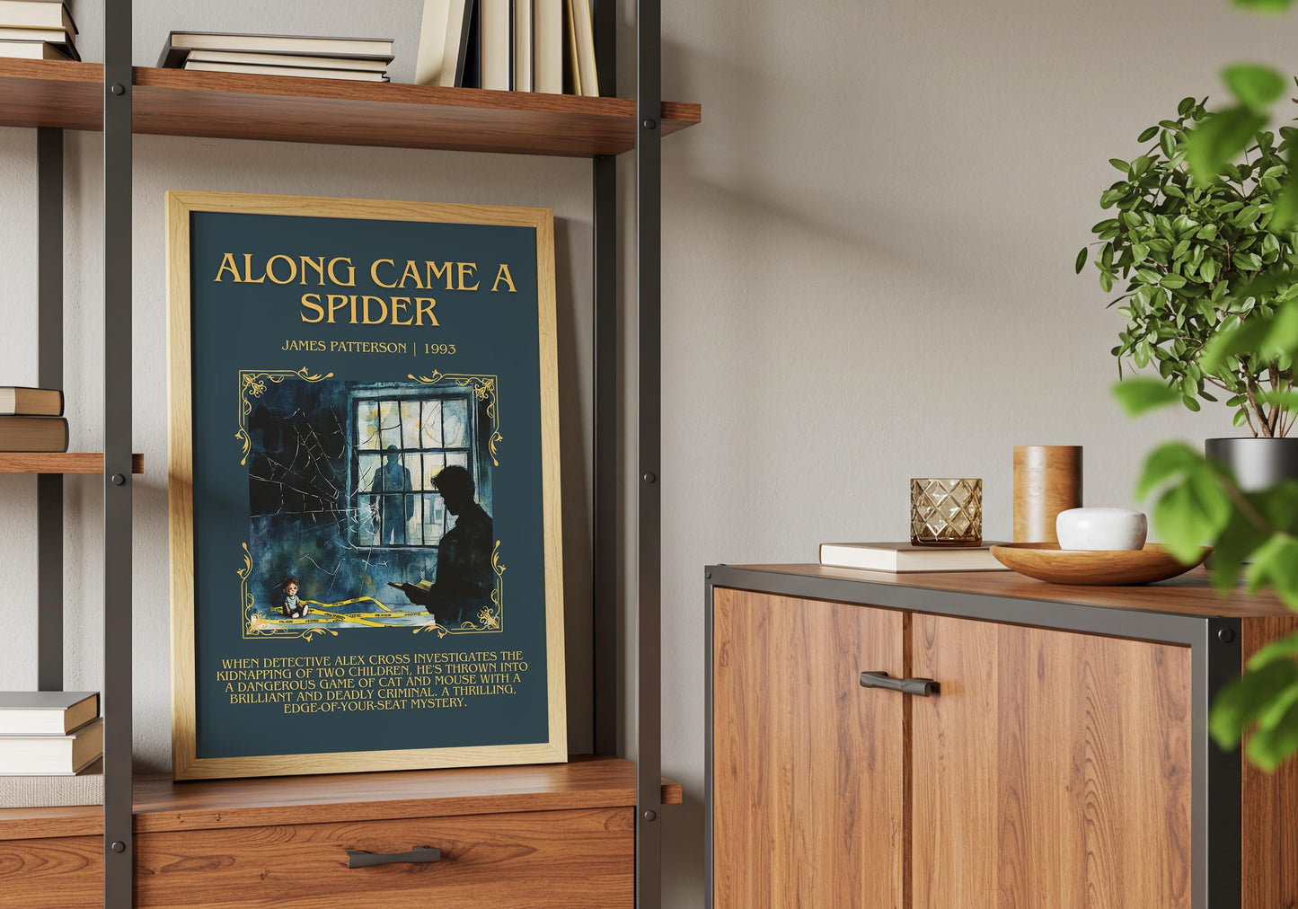 Along Came A Spider by James Patterson Descriptive, High Quality Poster Print. Free Delivery Wall Art. Author & Blurb Book Artwork.Book Gift