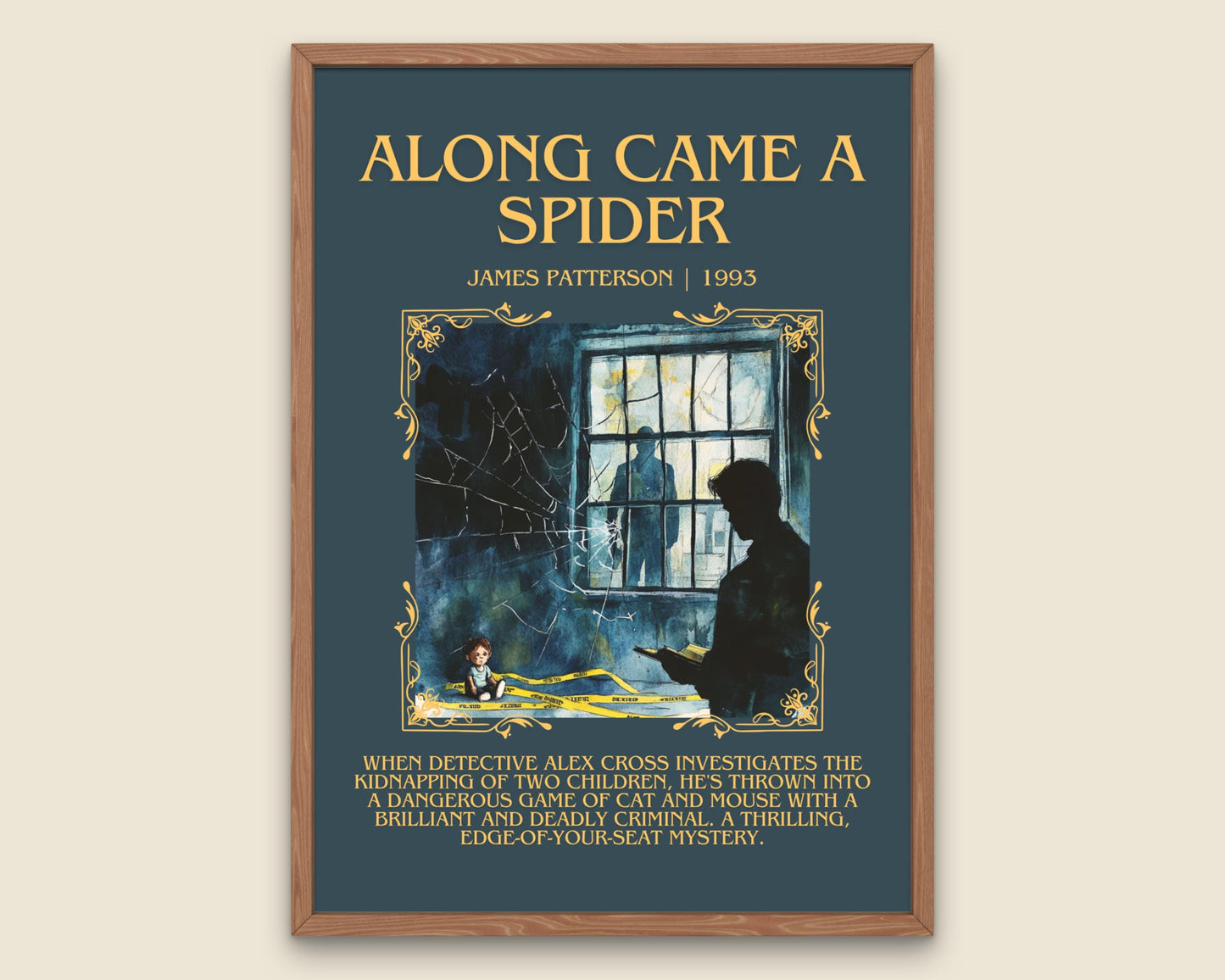 Along Came A Spider by James Patterson Descriptive, High Quality Poster Print. Free Delivery Wall Art. Author & Blurb Book Artwork.Book Gift