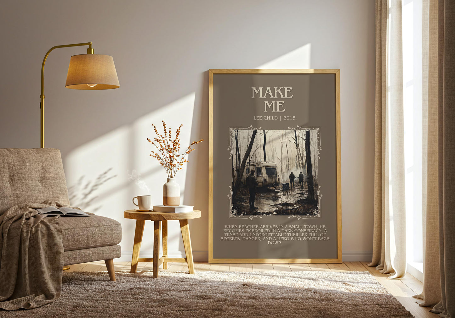 Make Me by Lee Child Descriptive, High Quality Poster Print. Fast, Free Delivery Wall Art. Author & Blurb Book Artwork. Book Summary Gift