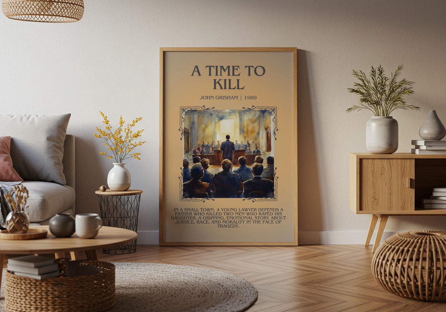 A Time To Kill by John Grisham Descriptive, High Quality Poster Print. Free Delivery Wall Art.Author and Blurb Book Artwork. Summary Gift