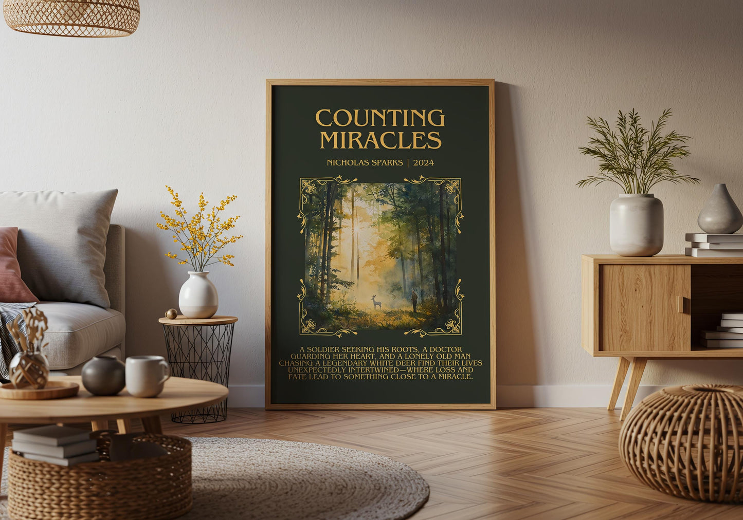 Counting Miracles by Nicholas Sparks Descriptive, High Quality Poster Print.Free Delivery Wall Art.Author&Blurb Book Artwork. Book Gift