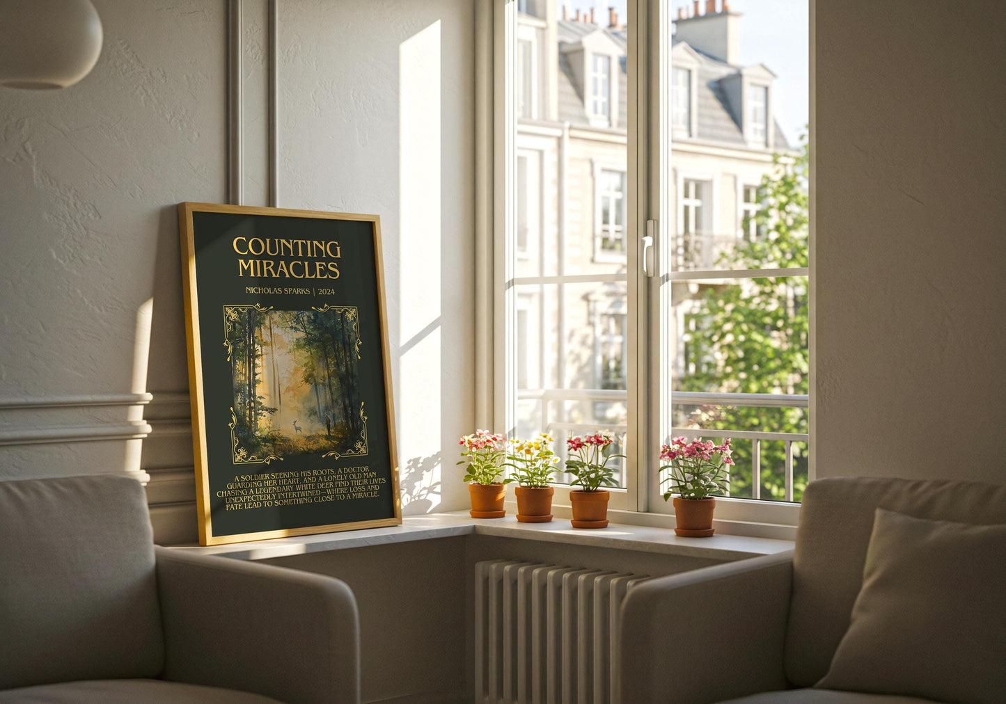 Counting Miracles by Nicholas Sparks Descriptive, High Quality Poster Print.Free Delivery Wall Art.Author&Blurb Book Artwork. Book Gift