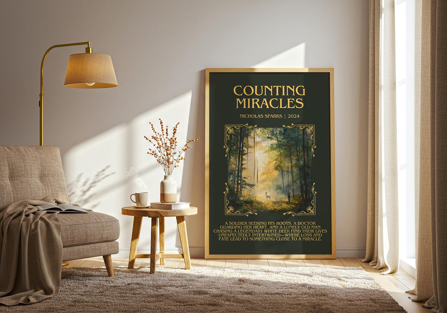Counting Miracles by Nicholas Sparks Descriptive, High Quality Poster Print.Free Delivery Wall Art.Author&Blurb Book Artwork. Book Gift