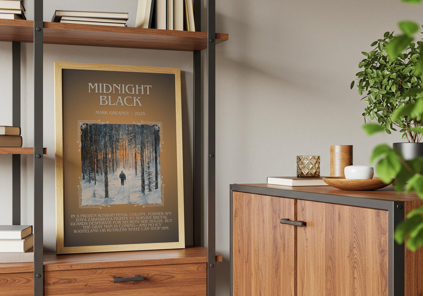 Midnight Black by Mark Greaney Descriptive, High Quality Poster Print.Free Delivery Wall Art.Author&Blurb Book Artwork. Book Summary Gift