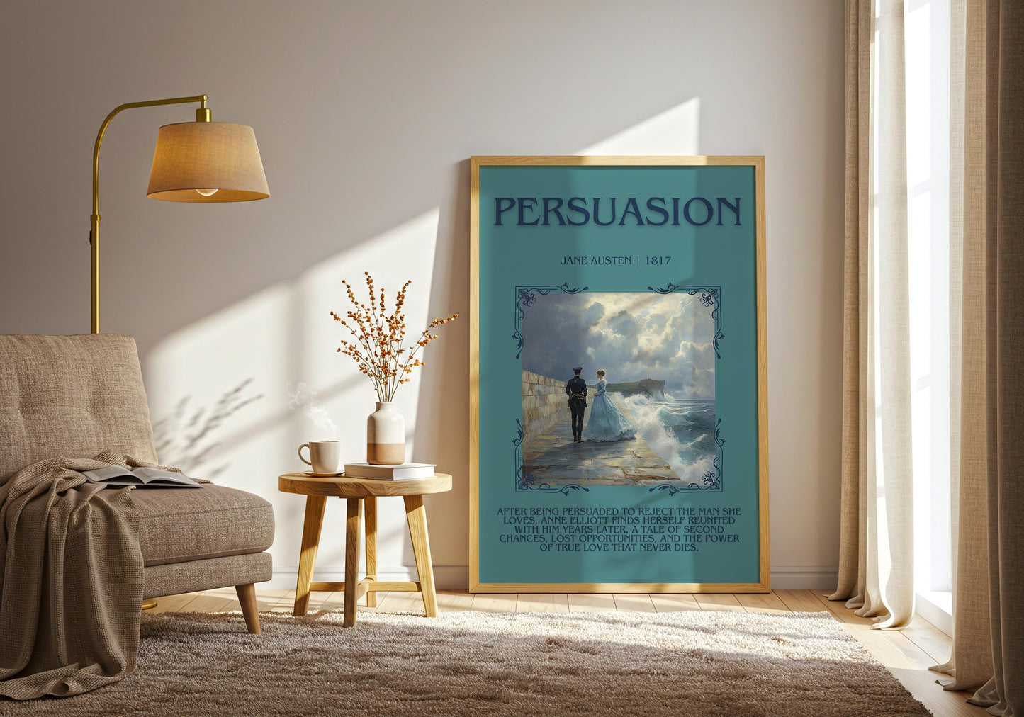 Persuasion by Jane Austen Descriptive, High Quality Poster Print.Free Delivery Wall Art.Author&Blurb Book Artwork. Book Summary Gift