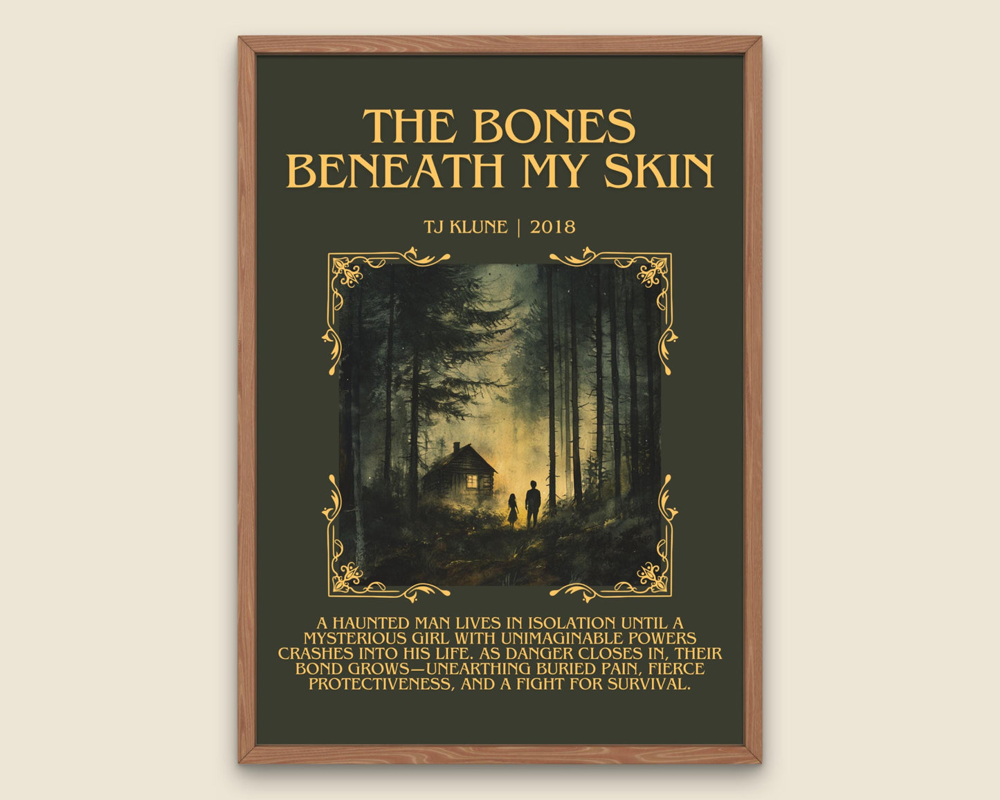 The Bones Beneath My Skin by by TJ Klune Descriptive,High Quality Poster Print.Free Delivery Wall Art.Author&Blurb Book Artwork.Summary Gift
