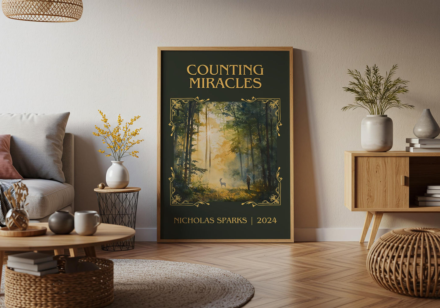 Counting Miracles by Nicholas Sparks High Quality Poster Print. Free Delivery Wall Art-Author & Blurb Book/Novel Minimalist Novel Art Gift