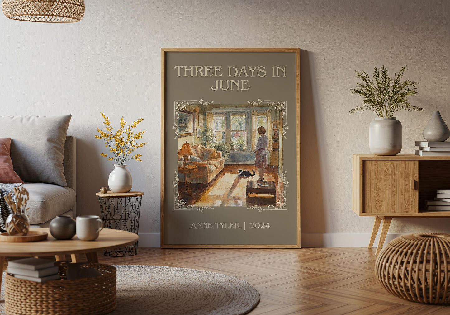 Three Days In June by Anne Tyler High Quality Poster Print. Fast-Free Delivery Wall Art. Author, Title Book/Novel Artwork.Minimalist