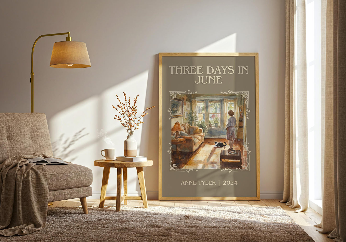 Three Days In June by Anne Tyler High Quality Poster Print. Fast-Free Delivery Wall Art. Author, Title Book/Novel Artwork.Minimalist