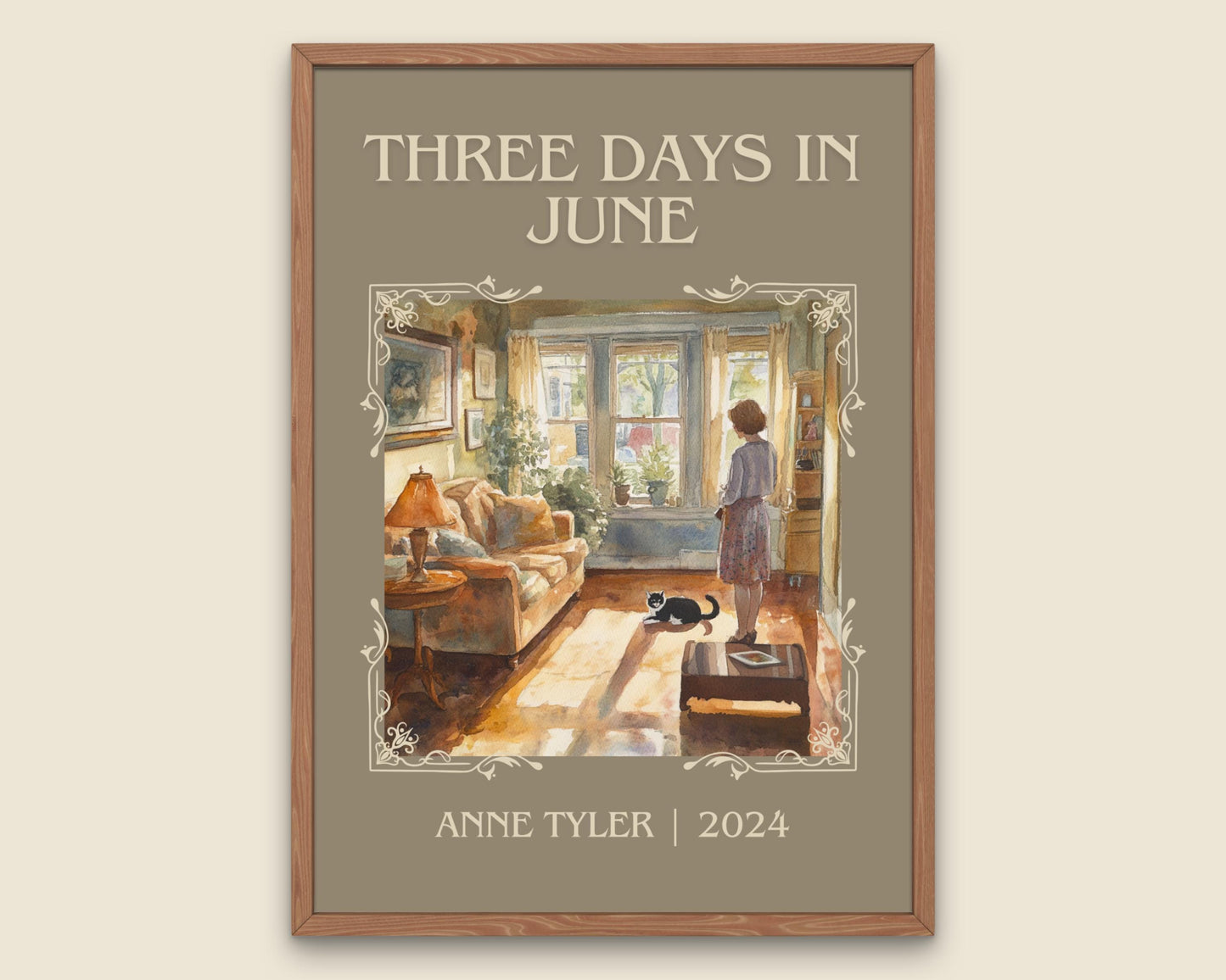 Three Days In June by Anne Tyler High Quality Poster Print. Fast-Free Delivery Wall Art. Author, Title Book/Novel Artwork.Minimalist