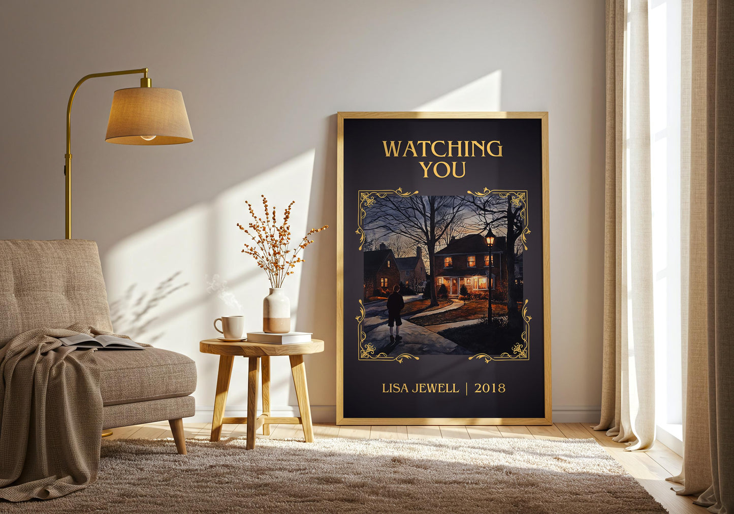 Watching You by Lisa Jewell High Quality Poster Print. Fast-Free Delivery Wall Art. Author, Title Book/Novel Artwork.Minimalist