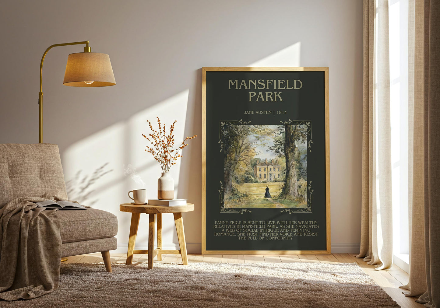 Mansfield Park by Jane Austen Descriptive, High Quality Poster Print. Fast, Free Delivery Wall Art. Author and Blurb Book/Novel Artwork