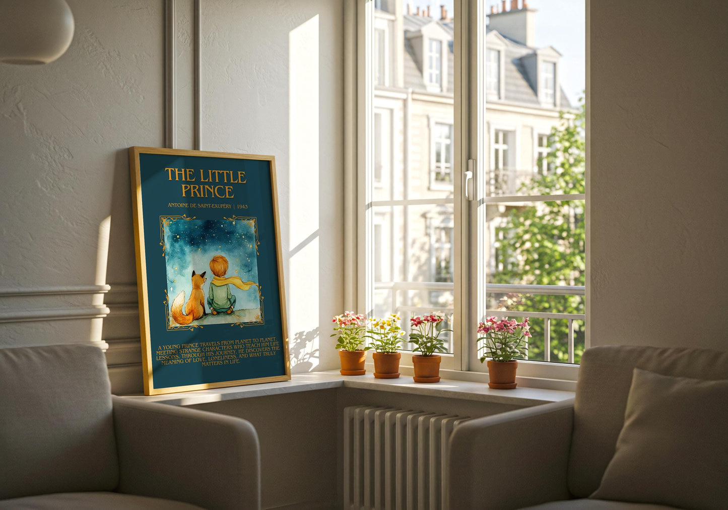 The Little Prince by Antoine de Saint-Exupéry Descriptive, High Quality Poster. Fast, Free Delivery Wall Art. Author and Blurb Book Artwork