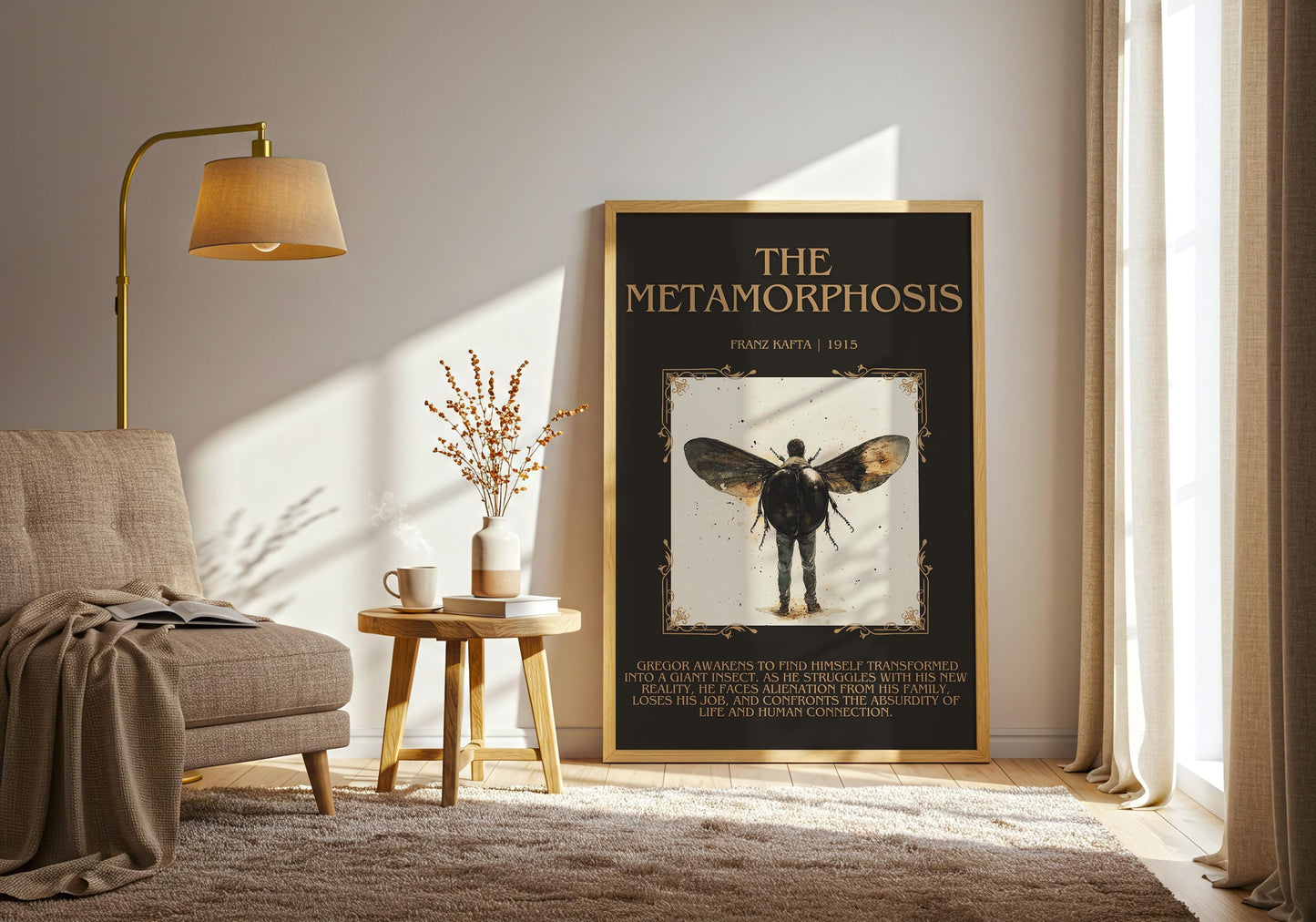 The Metamorphosis by Franz Kafka Descriptive, High Quality Poster Print. Fast, Free Delivery Wall Art. Author and Blurb Book/Novel Artwork