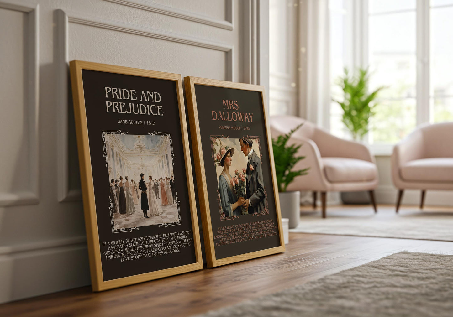 Pride and Prejudice by Jane Austin Descriptive, High Quality Poster Print. Free Delivery Wall Art. Author and Blurb Book Artwork