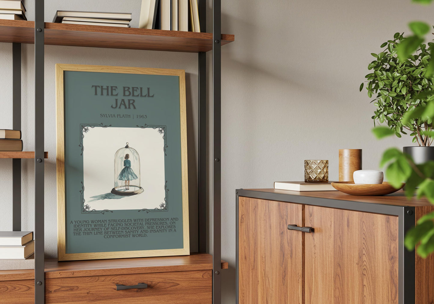 The Bell Jar by Sylvia Plath Descriptive, High Quality Poster Print. Fast, Free Delivery Wall Art. Author and Blurb Book/Novel Artwork