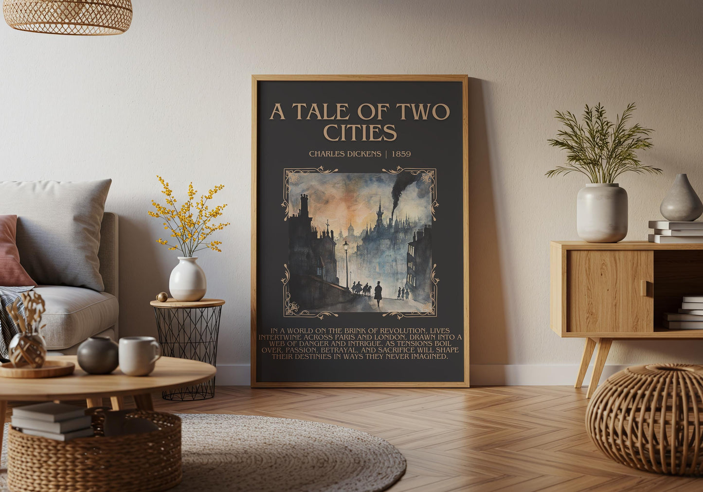 A Tale of Two Cities by Charles Dickens Descriptive, High Quality Poster Print. Fast, Free Delivery Wall Art. Author and Blurb Book Artwork