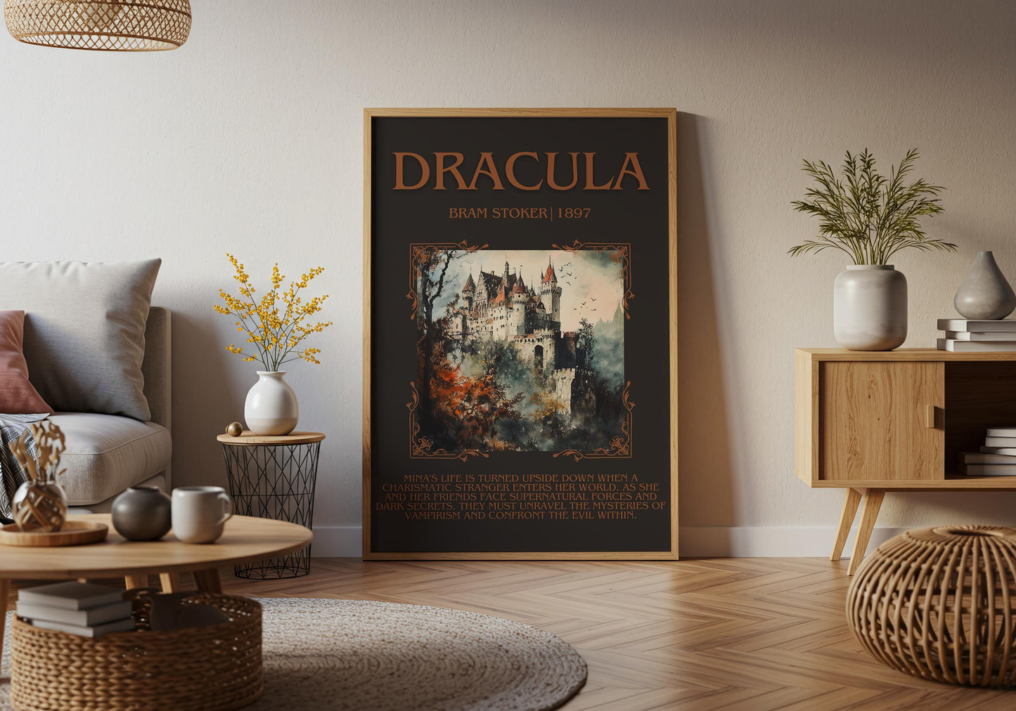 Dracula by Bram Stoker Descriptive, High Quality Poster Print. Fast, Free Delivery Wall Art. Author, Title and Blurb Book/Novel Artwork