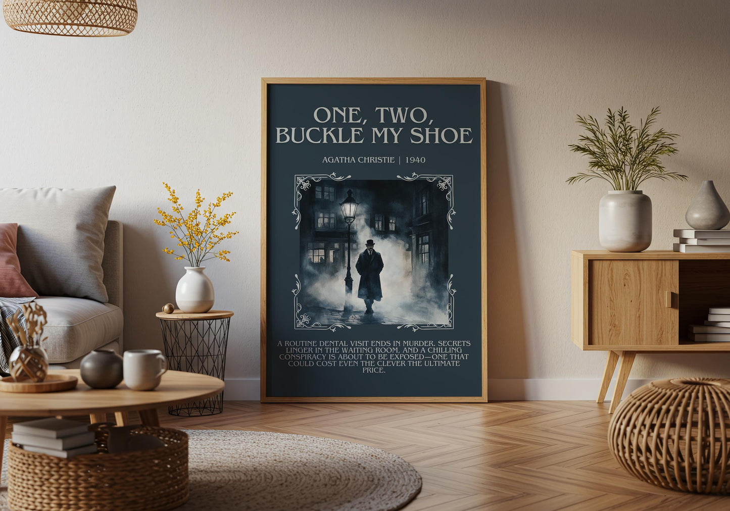 One Two Buckle My Shoe by Agatha Christie Descriptive, High Quality Poster Print.Free Delivery Wall Art.Author&Blurb Book Artwork.Novel Gift