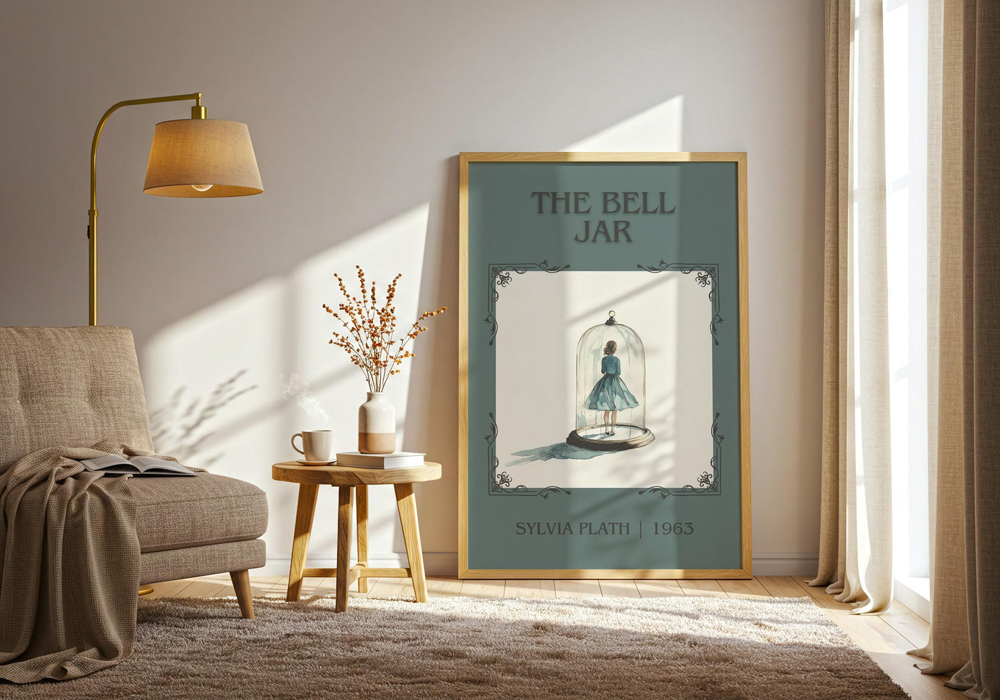 The Bell Jar by Sylvia Plath High Quality Poster Print. Fast, Free Delivery Wall Art. Author, Title Book/Novel Artwork. Minimalist