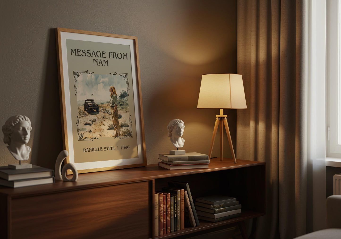 Message From Nam by Danielle Steel High Quality Poster Print. Free Delivery Wall Art. Author and Blurb Book / Novel Minimalist Art. Gift