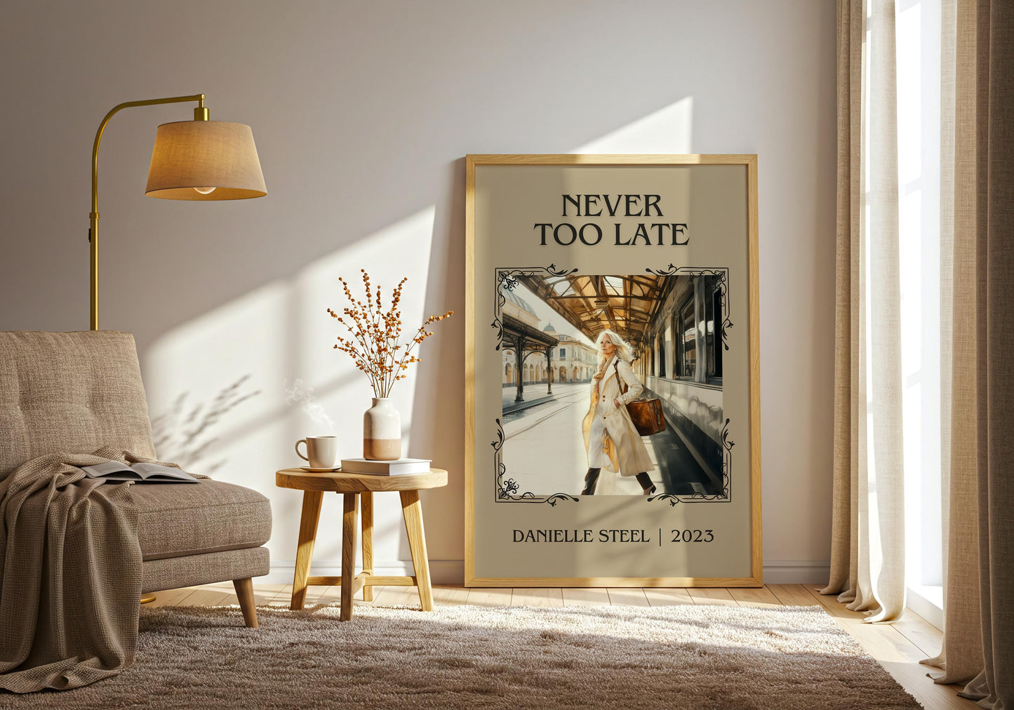 Never Too Late by Danielle Steel High Quality Poster Print. Free Delivery Wall Art. Author and Blurb Book / Novel Minimalist Art