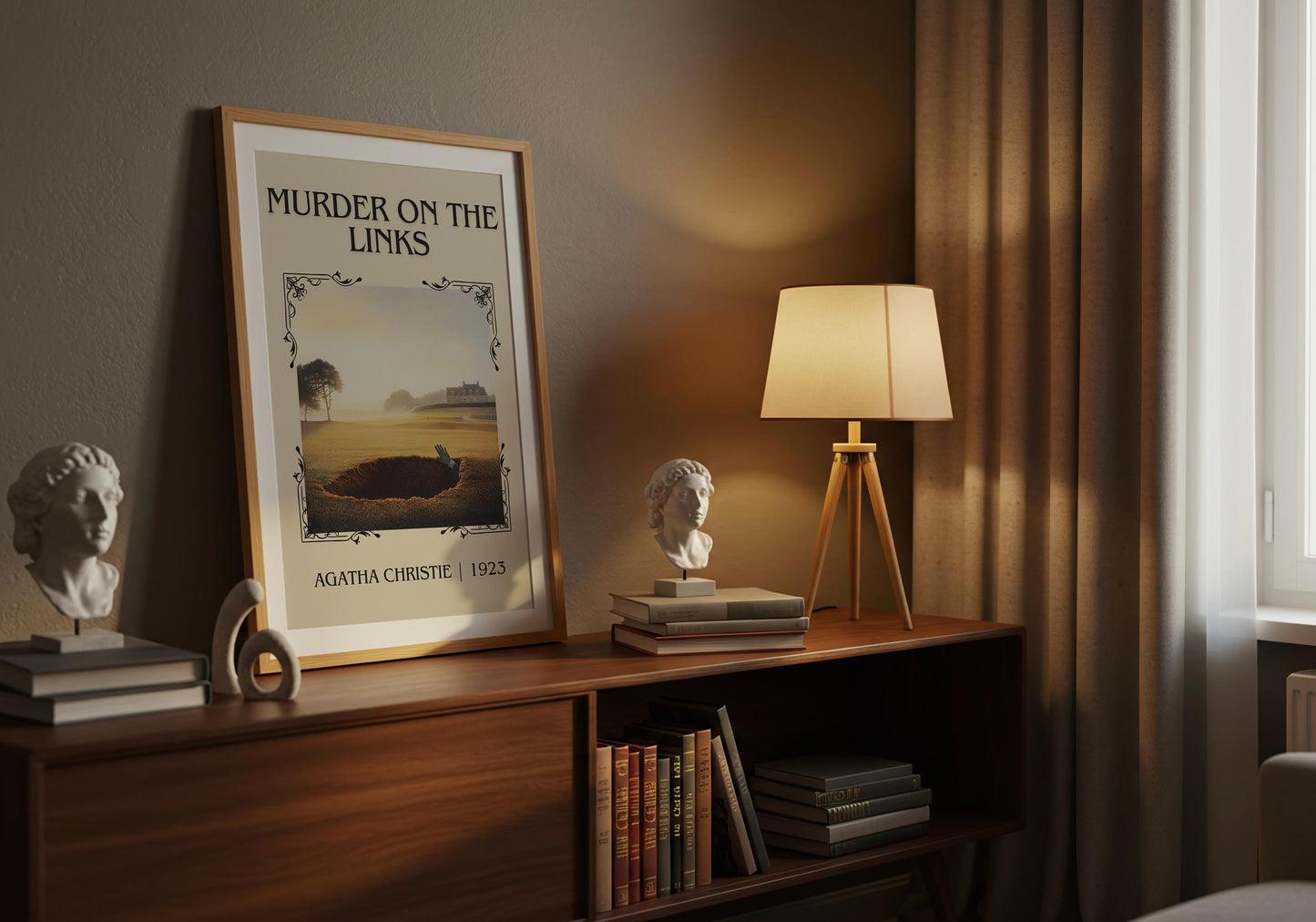 Murder On The Links by Agatha Christie High Quality Poster Print. Free Delivery Wall Art. Author and Blurb Book / Novel Minimalist Art Gift
