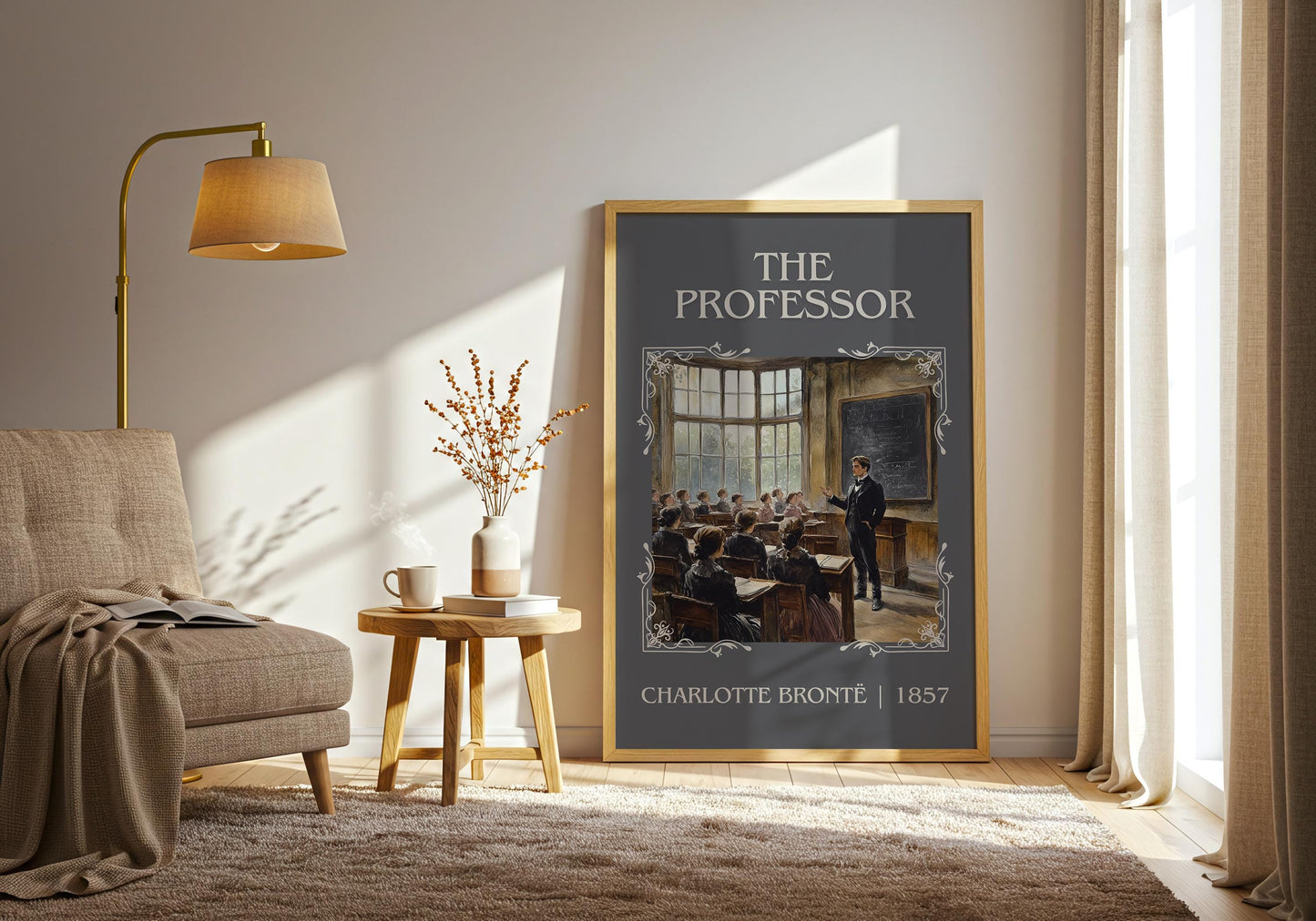 The Professor by Charlotte Bronte High Quality Poster Print. Free Delivery Wall Art. Author & Blurb Book/Novel Minimalist Art Gift