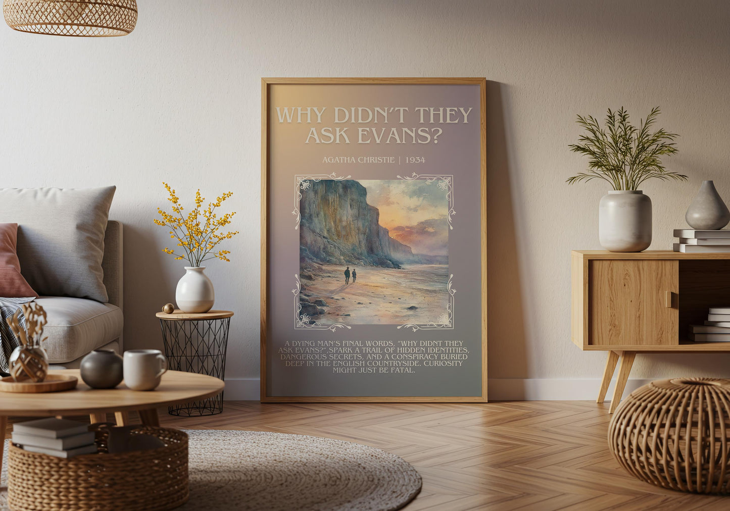Why Didn't They Ask Evans? by Agatha Christie High Quality Poster Print. Free Delivery Wall Art. Author & Blurb Book/Novel Minimalist Art