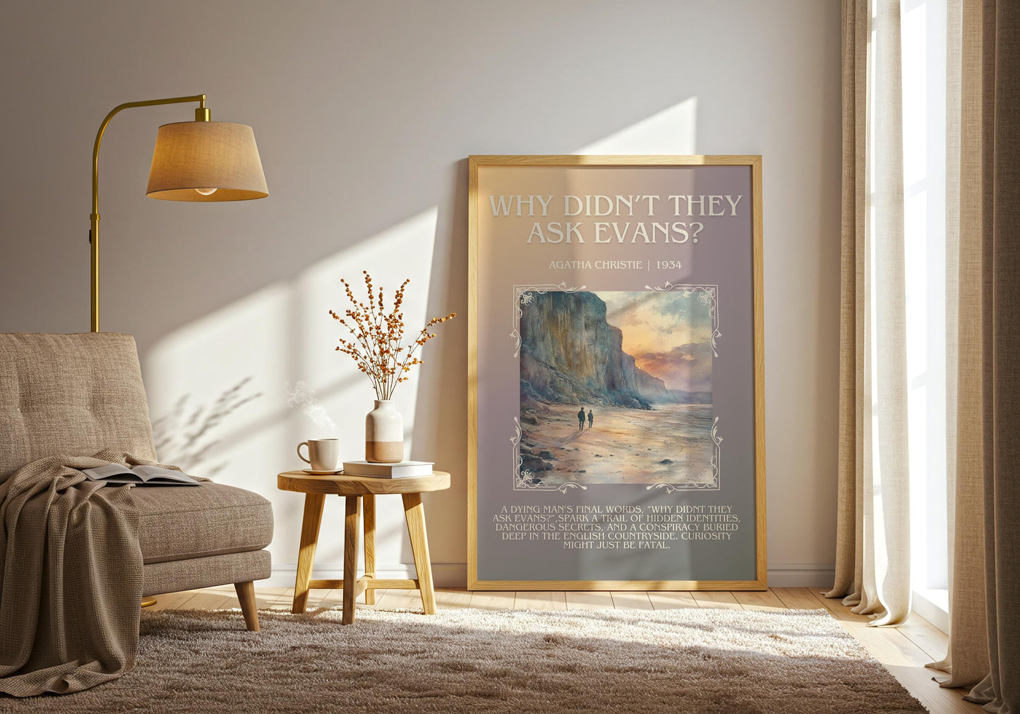 Why Didn't They Ask Evans? by Agatha Christie High Quality Poster Print. Free Delivery Wall Art. Author & Blurb Book/Novel Minimalist Art