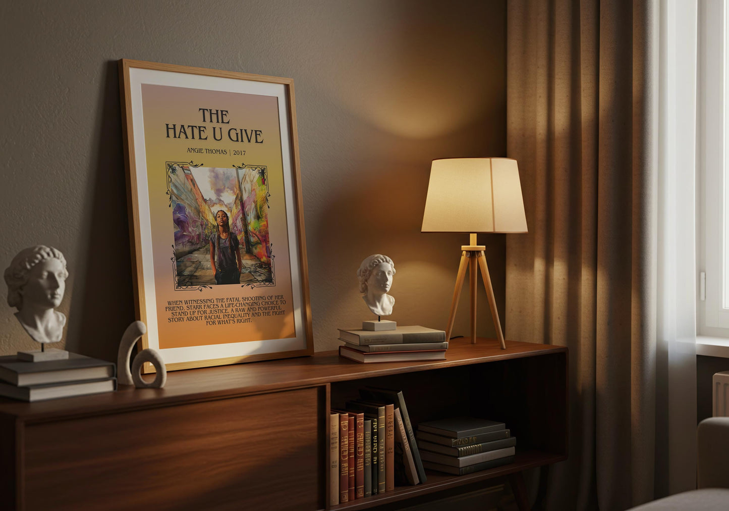 The Hate U Give by Angie Thomas Descriptive, High Quality Poster Print.Free Delivery Wall Art.Author and Blurb Book Artwork Gift Art