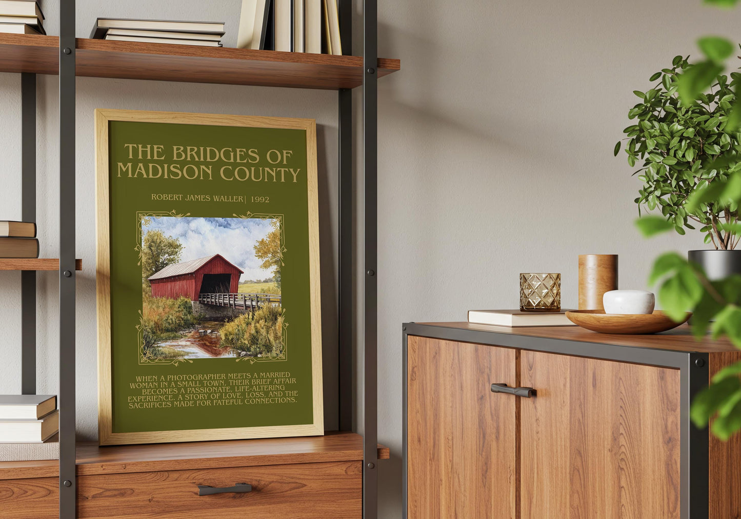 The Bridges Of Madison County by Robert James Waller Descriptive,High Quality Poster. Free Delivery Wall Art. Author and Blurb Book Artwork