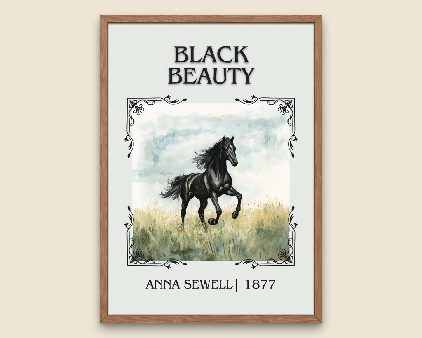 Black Beauty by Anna Sewell High Quality Poster Print. Fast, Free Delivery Wall Art. Author and Blurb Book / Novel Artwork. Free Custom Gift