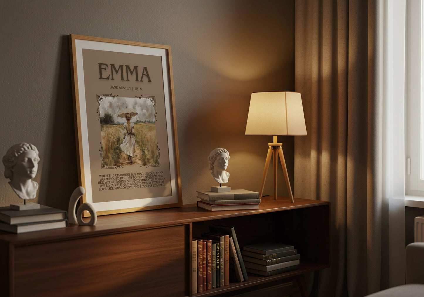 Emma by Jane Austen Descriptive,High Quality Poster. Free Delivery Wall Art. Author and Blurb Book Artwork. Book Summary Gift Present