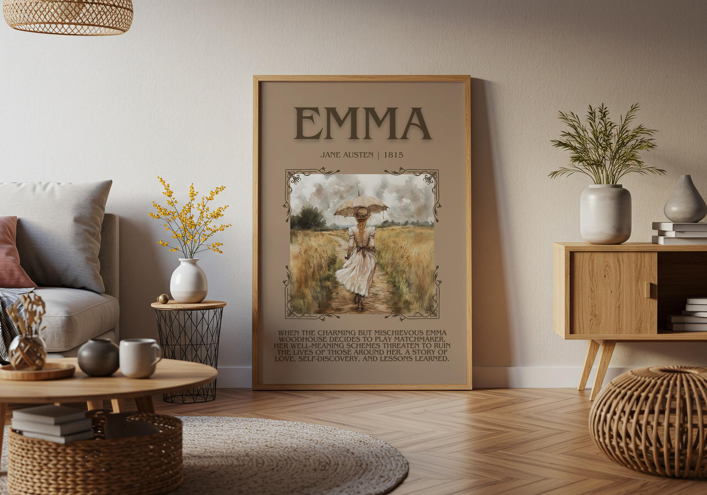 Emma by Jane Austen Descriptive,High Quality Poster. Free Delivery Wall Art. Author and Blurb Book Artwork. Book Summary Gift Present
