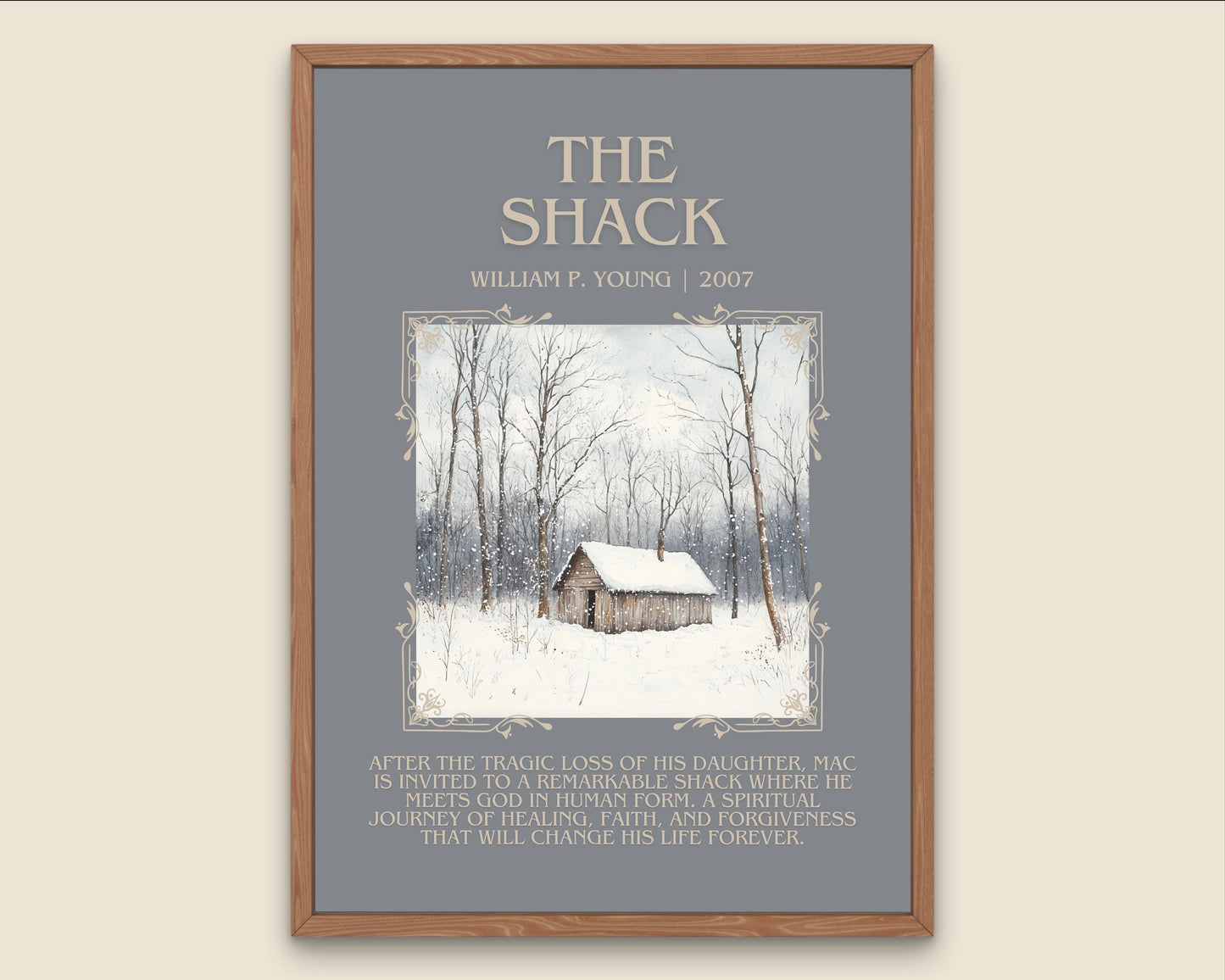 The Shack by William P. Young Descriptive, High Quality Poster Print.Free Delivery Wall Art.Author and Blurb Book Artwork Gift Art