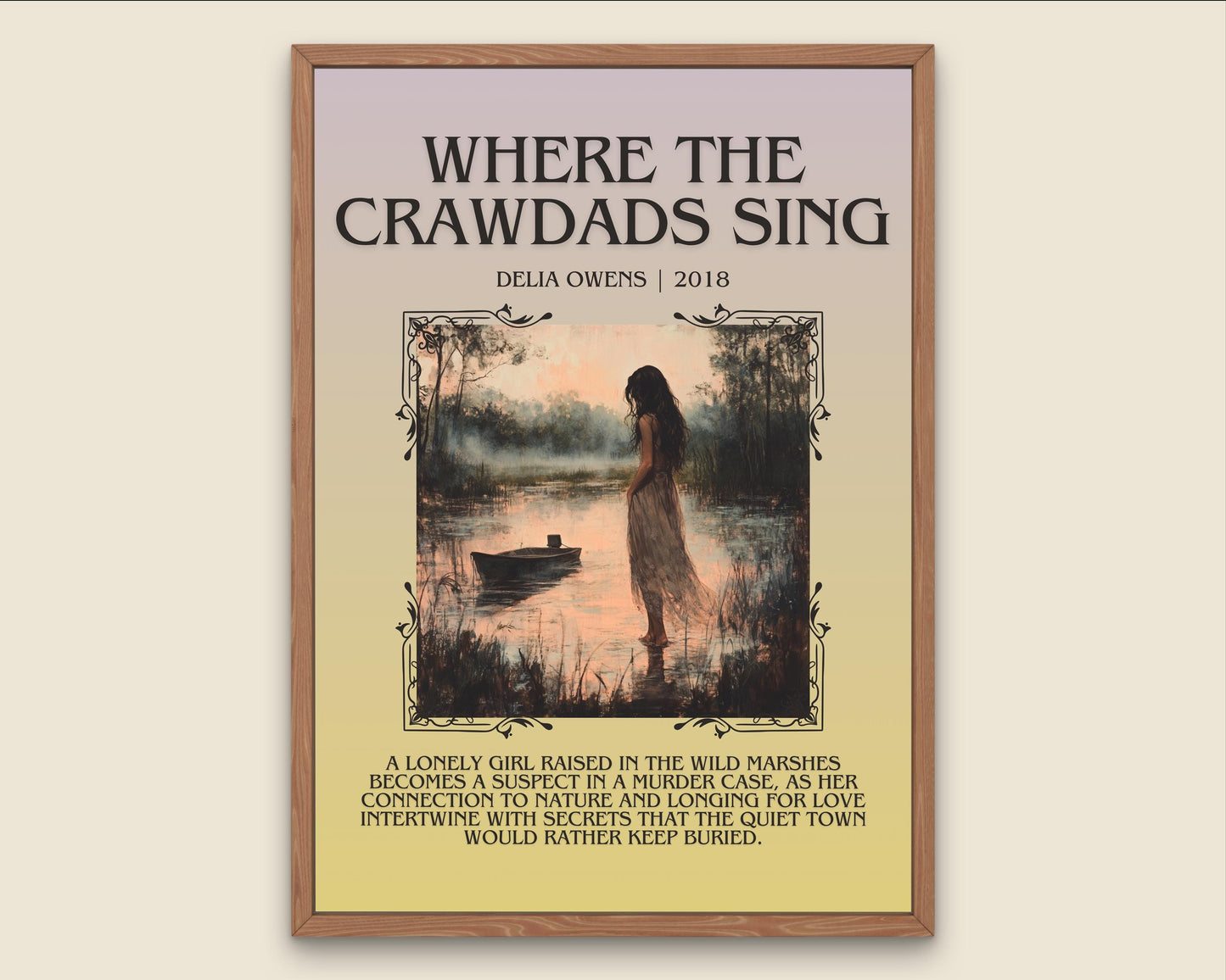 Where The Crawdads Sing by Delia Owens Descriptive, High Quality Poster Print.Free Delivery Wall Art.Author and Blurb Book Artwork Gift Art