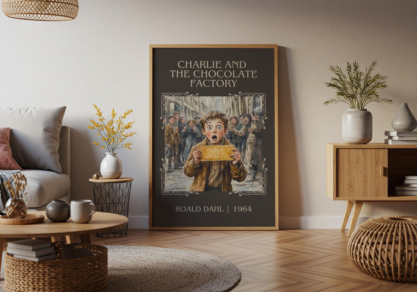 Charlie and The Chocolate Factory by Roald Dahl High Quality Poster Print. Free Delivery Wall Art. Author Book / Novel Artwork Gift Present