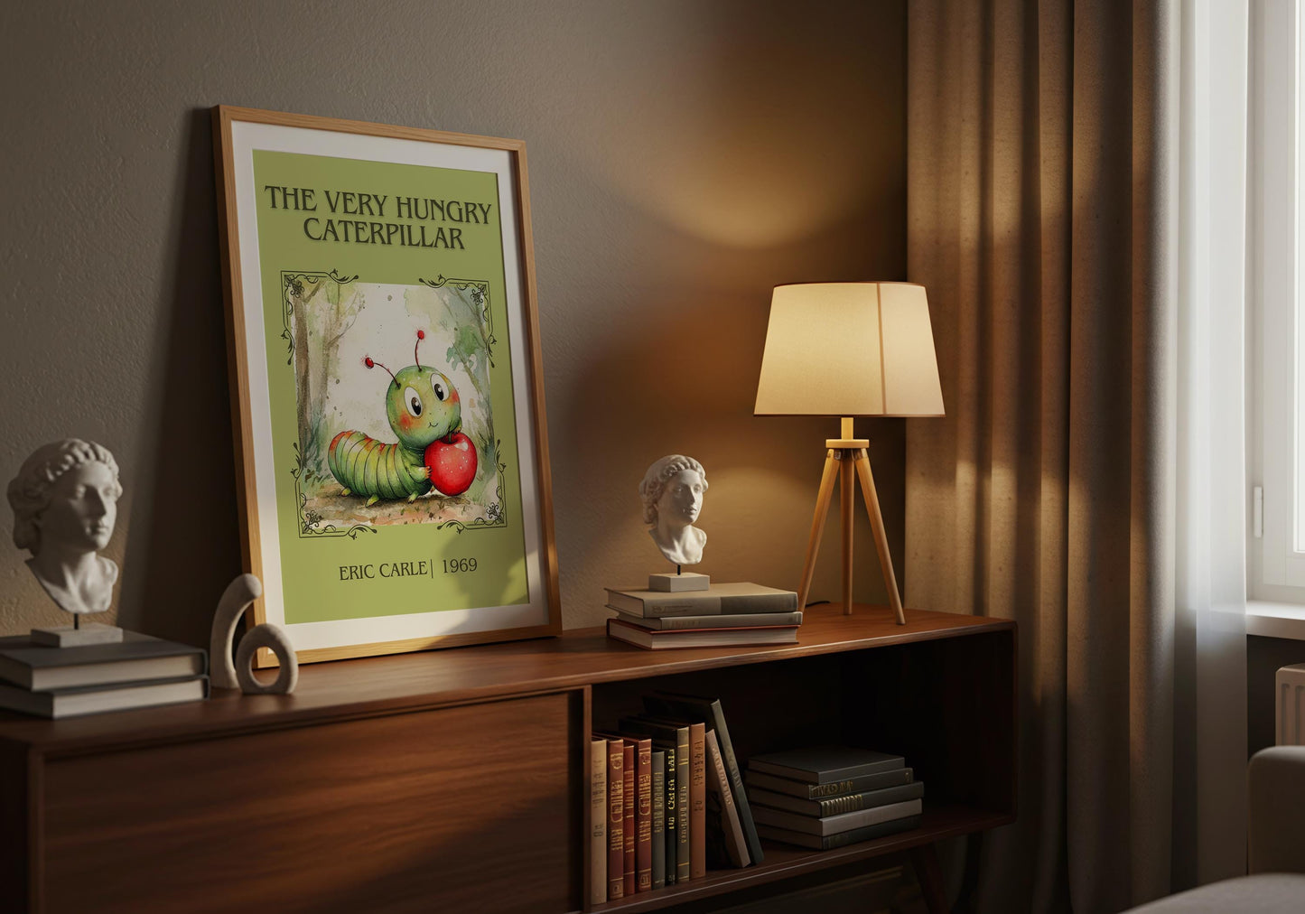The Very Hungry Caterpillar by Eric Carle High Quality Poster Print. Free Delivery Wall Art. Author and Blurb Book / Novel Minimalist Art