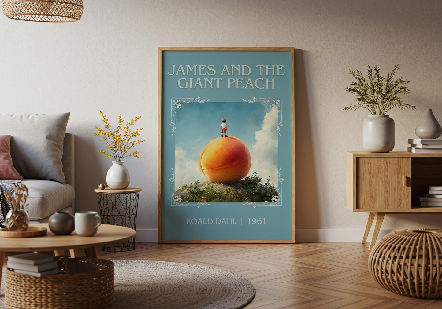 James And The Giant Peach by Roald Dahl High Quality Poster Print. Free Delivery Wall Art. Author and Blurb Book / Novel Minimalist Art