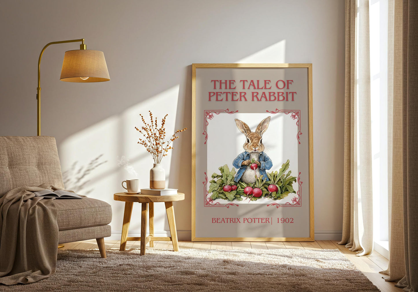 The Tale Of Peter Rabbit by Beatrix Potter High Quality Poster Print. Free Delivery Wall Art. Author and Blurb Book/Novel Minimalist Art