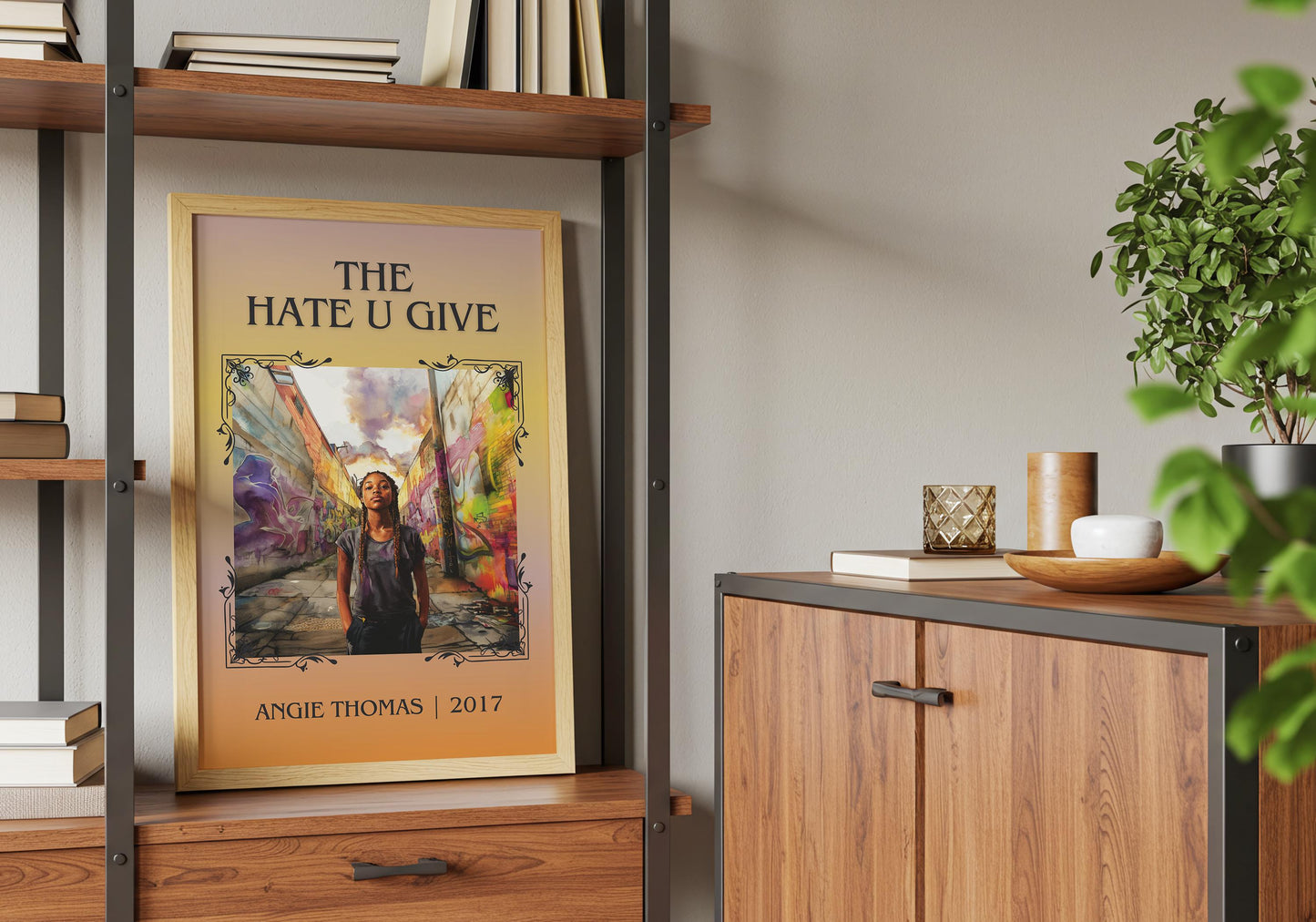 The Hate U Give by Angie Thomas High Quality Poster Print. Free Delivery Wall Art. Author&Blurb Book/Novel Minimalist Home