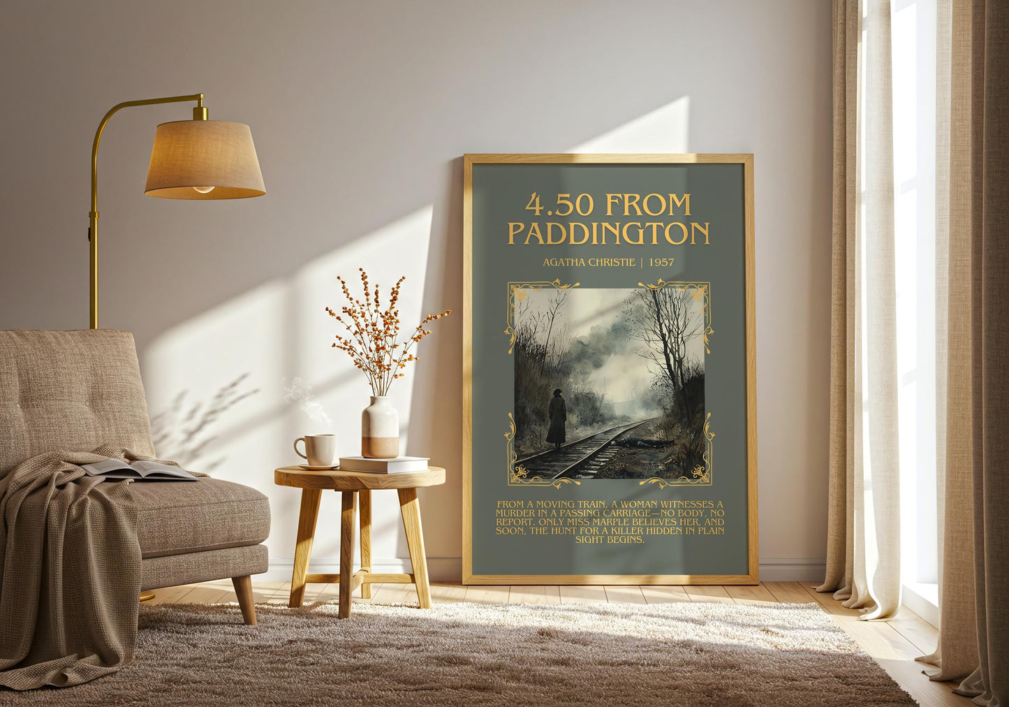 4.50 From Paddington by Agatha Christie Descriptive, High Quality Poster Print.Free Delivery Wall Art.Author and Blurb Book Artwork Gift Art