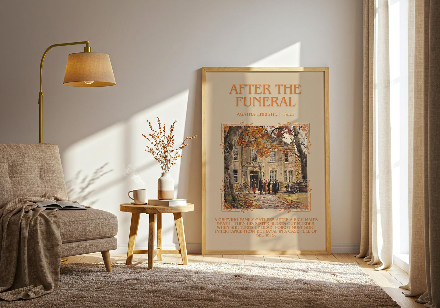 After The Funeral by Agatha Christie Descriptive, High Quality Poster Print.Free Delivery Wall Art.Author and Blurb Book Artwork Gift Art