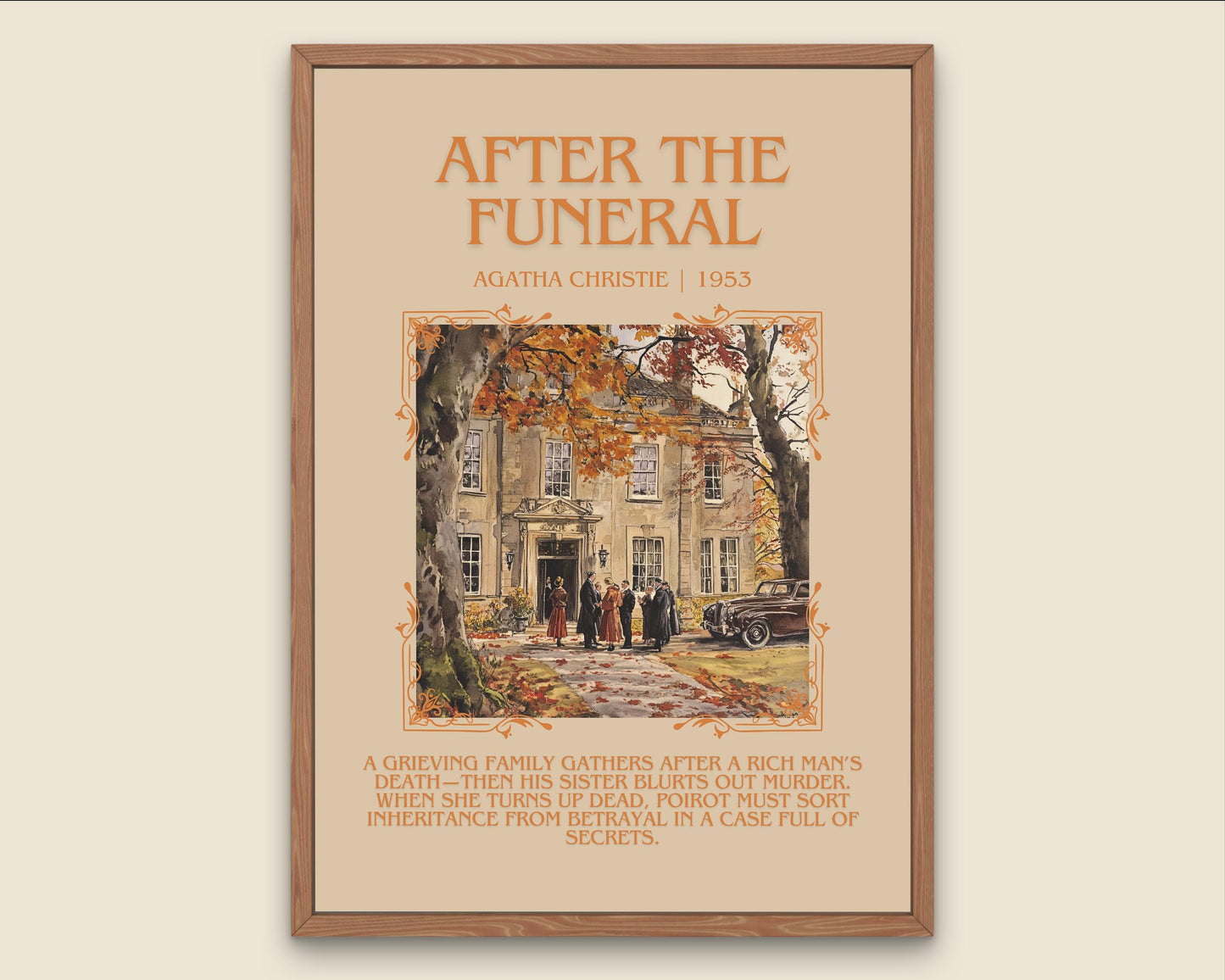 After The Funeral by Agatha Christie Descriptive, High Quality Poster Print.Free Delivery Wall Art.Author and Blurb Book Artwork Gift Art