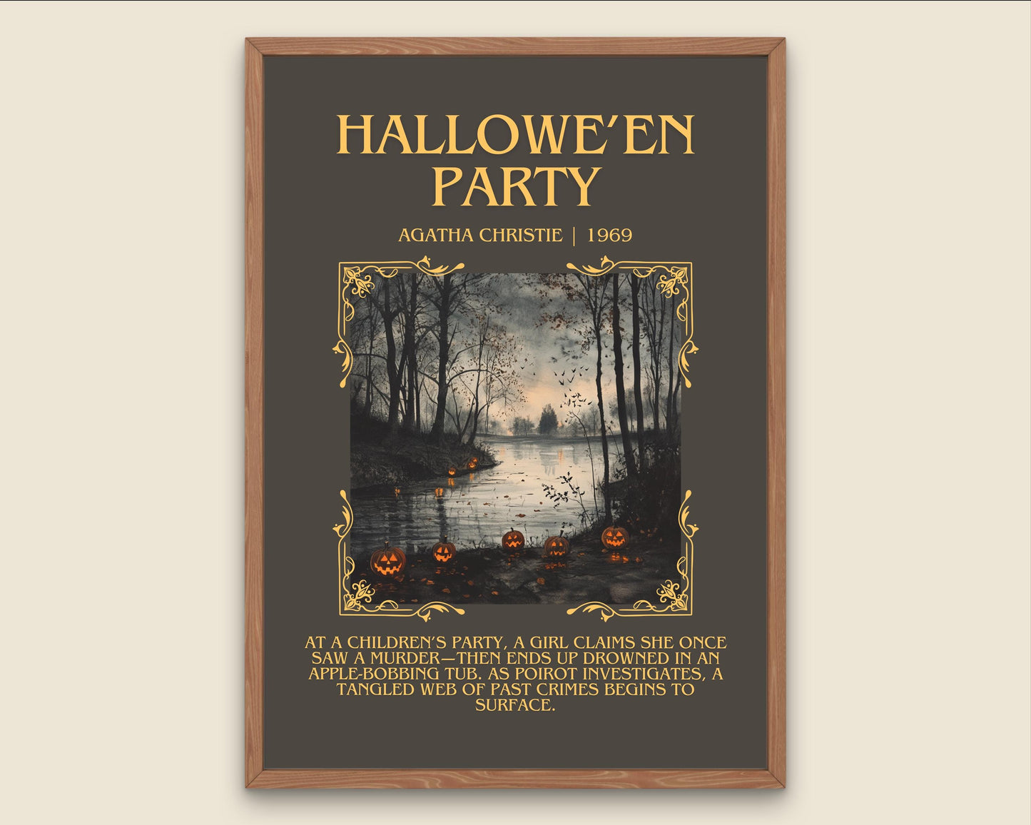 Hallowe'en Party by Agatha Christie Descriptive, High Quality Poster Print.Free Delivery Wall Art. Author and Blurb Book Artwork