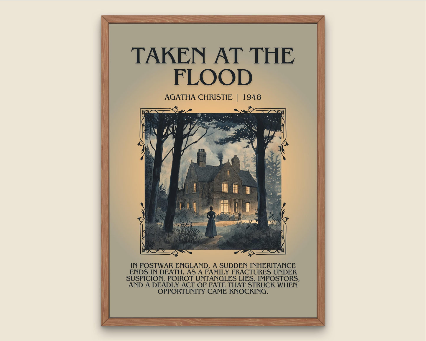 Taken At The Flood by Agatha Christie Descriptive, High Quality Poster Print.Free Delivery Wall Art. Author & Blurb Book Artwork Cover
