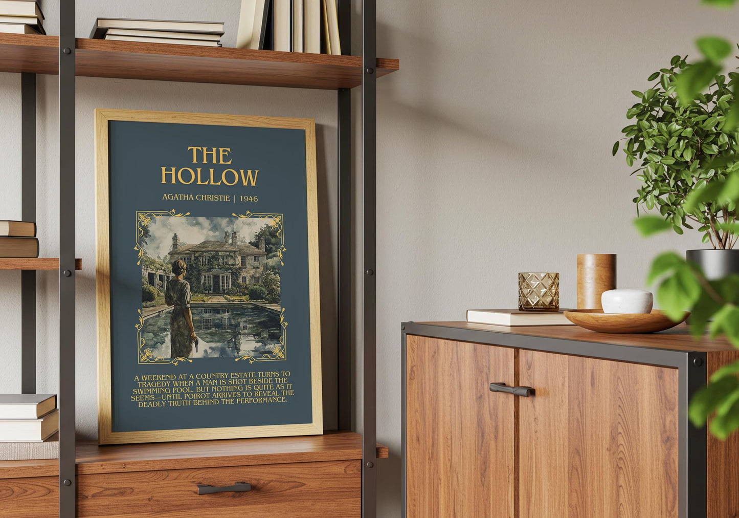The Hollow by Agatha Christie Descriptive, High Quality Poster Print.Free Delivery Wall Art. Author & Blurb Book Artwork Cover Gift